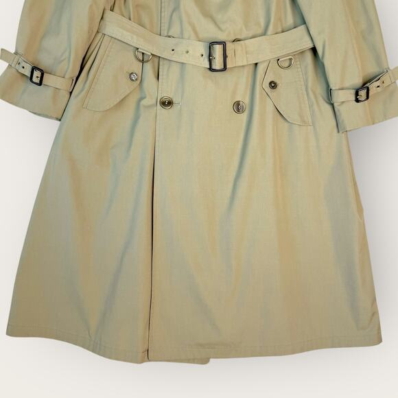 Gleneagles Vintage Long Trench Overcoat Double Breasted Lined Men Size 44L Khaki - Picture 4 of 16